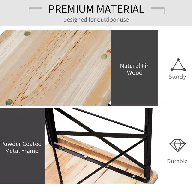 Table de pique-nique et banc portable de 1,80 m, table à manger pliante en bois pour camping, terrasse et activités de jardin