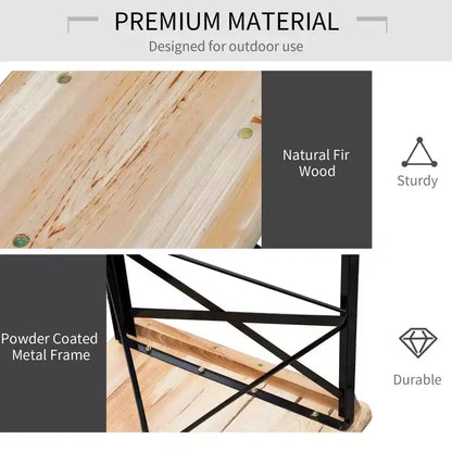 Table de pique-nique et banc portable de 1,80 m, table à manger pliante en bois pour camping, terrasse et activités de jardin