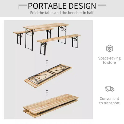 Table de pique-nique et banc portable de 1,80 m, table à manger pliante en bois pour camping, terrasse et activités de jardin
