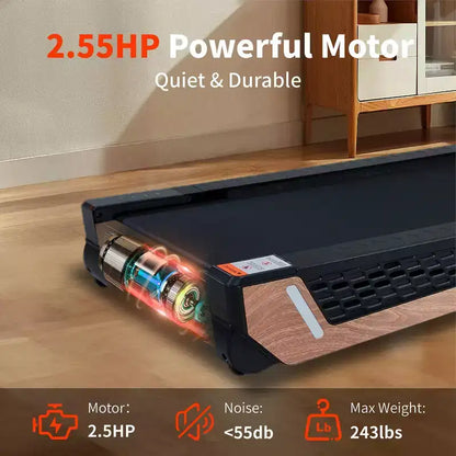 8 Incline Portable Treadmill  Under Desk Walking Pad with 2.55HP Motor, 220 lbs Capacity, LED Display, Space-Saving Design for Home Office