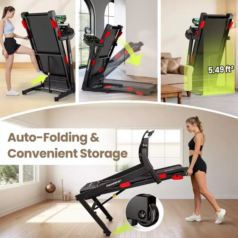 Treadmill on Sale - 3.75HP Foldable Treadmill for Home, 10% Incline, App Control, Compact for Small Spaces, 330 lbs Capacity, Walking Jogging Running