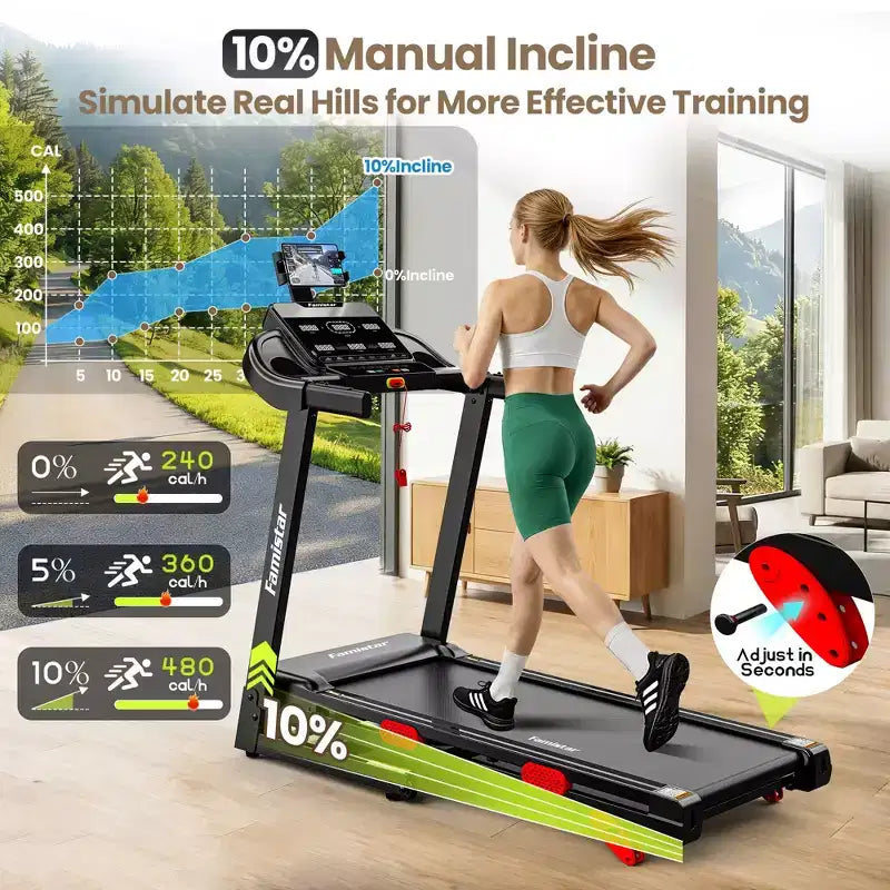 Treadmill on Sale - 3.75HP Foldable Treadmill for Home, 10% Incline, App Control, Compact for Small Spaces, 330 lbs Capacity, Walking Jogging Running