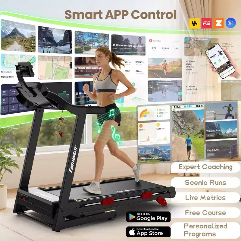 Treadmill on Sale - 3.75HP Foldable Treadmill for Home, 10% Incline, App Control, Compact for Small Spaces, 330 lbs Capacity, Walking Jogging Running