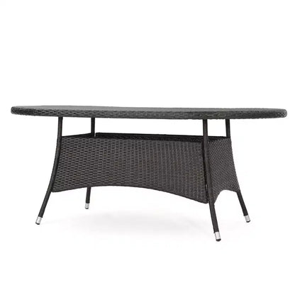 Christopher Knight Home Freya Ensemble de salle à manger d'extérieur moderne 7 pièces en métal avec table ovale et rotin synthétique
