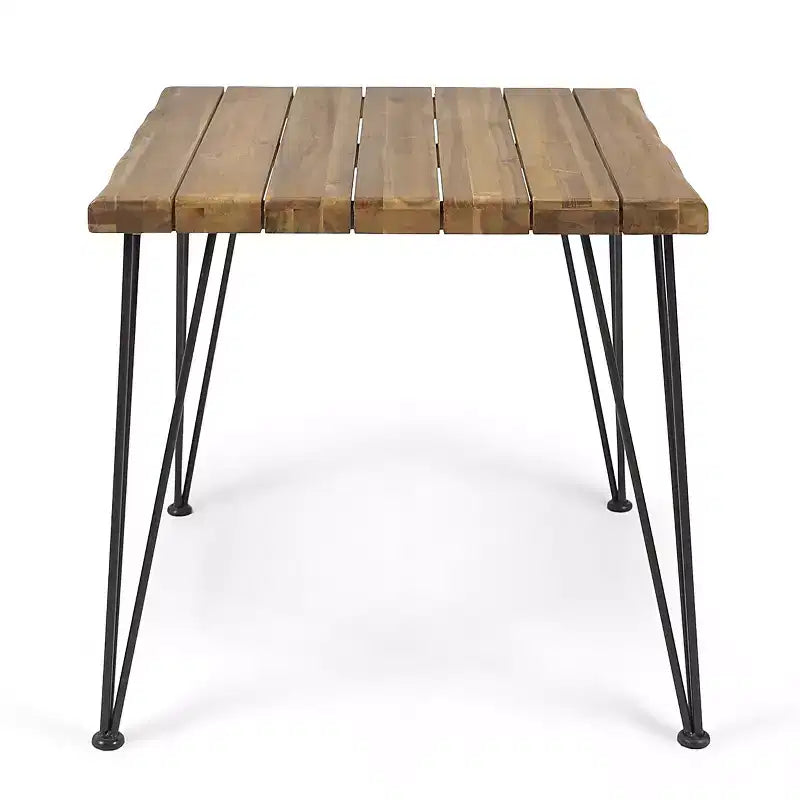 Christopher Knight Home Leif Ensemble de salle à manger moderne 5 pièces en acacia et fer avec table carrée et motif à lattes