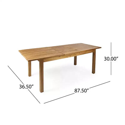 Christopher Knight Home Soren, ensemble de salle à manger moderne de 7 pièces pour terrasse, en acacia, avec table à lattes extensible et coussins