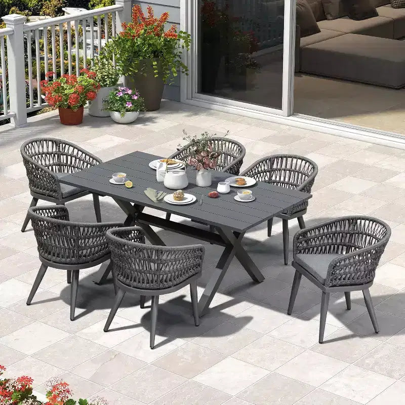 Ensemble de salle à manger d'extérieur PURPLE LEAF en rotin PE tout temps pour patio