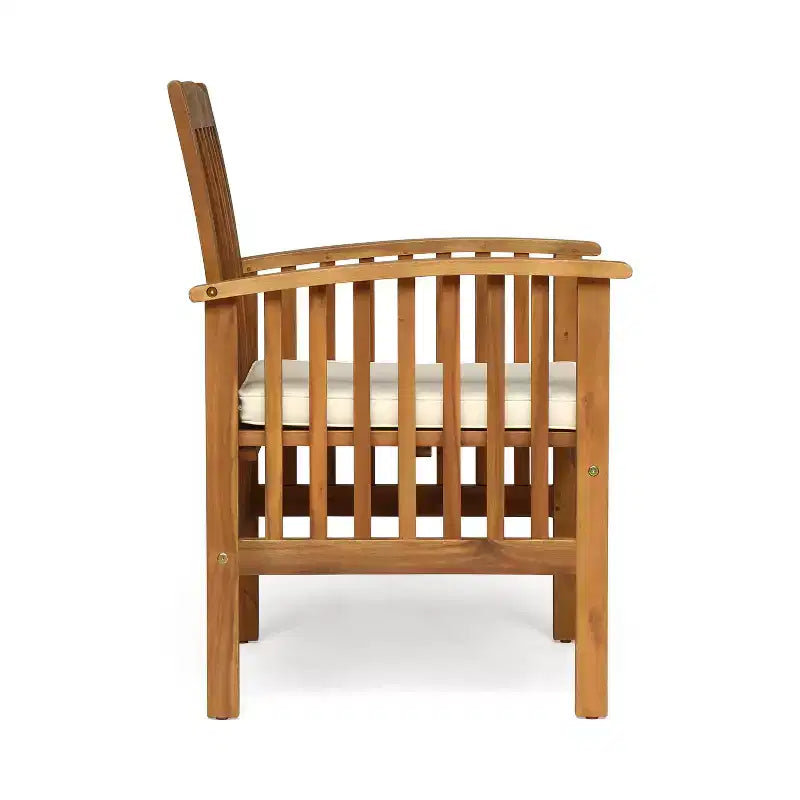 Christopher Knight Home Rasmus Modern 7 Piece Patio Acacia Dining Set with Expandable Slatted Table and Cushion