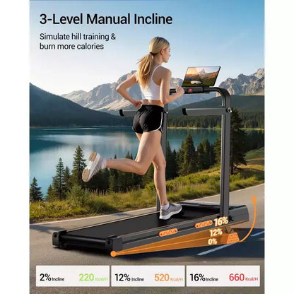 3 in 1 Walking Pad Treadmill with 16% Incline, Folding Treadmill with Handle Bar, Portable Treadmills for Home Small, 220 Lbs Capacity
