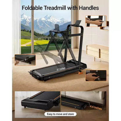 3 in 1 Walking Pad Treadmill with 16% Incline, Folding Treadmill with Handle Bar, Portable Treadmills for Home Small, 220 Lbs Capacity