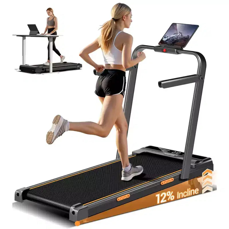 3 in 1 Walking Pad Treadmill with 16% Incline, Folding Treadmill with Handle Bar, Portable Treadmills for Home Small, 220 Lbs Capacity