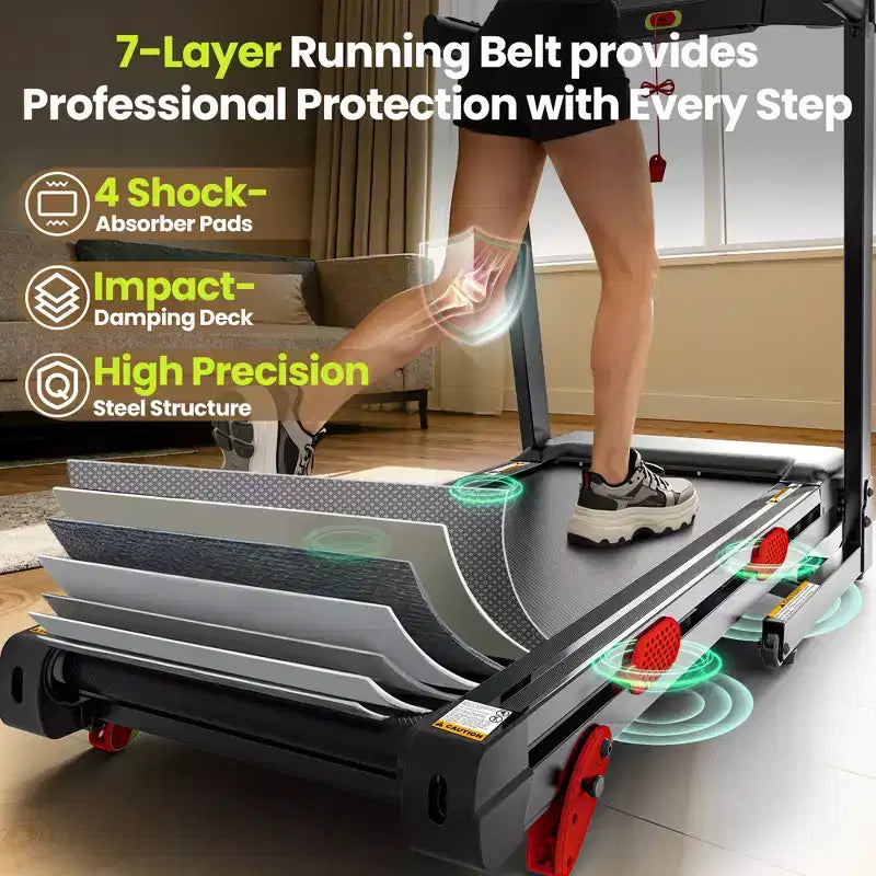 Quiet 3.5HP Brushless Treadmill with 350 lbs Capacity, Adjustable Incline & Smart App Support