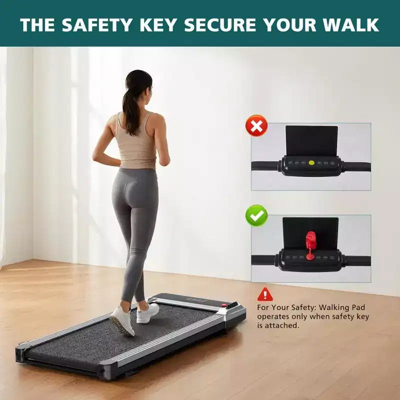NAYSAYE Walking Pad Treadmill Compact Quiet Portable Under Desk Walking Machine for Home and Office Exercise, Silver, 42.2*19.2*3.58