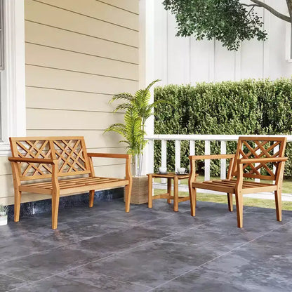 Costway Ensemble table d'appoint et chaises de patio 3 pièces, lot de 2 avec dossier confortable et pieds solides