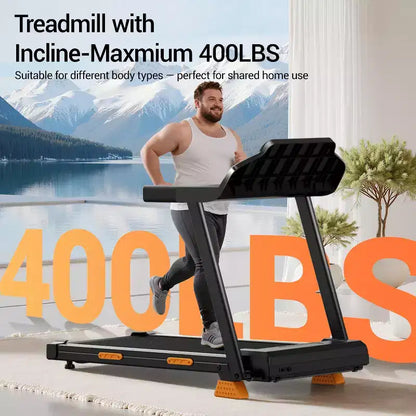 Home Incline Treadmill with Handle Bar, Foldable Walking Pad with LED Display, 7-Layer Shock Absorption, Quiet Motor, Large Capacity