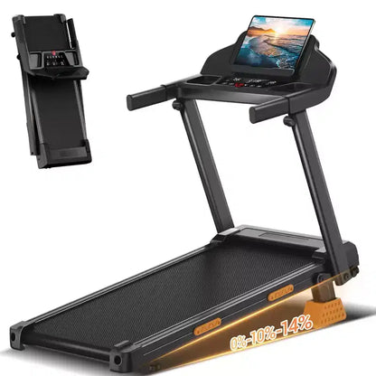 Home Incline Treadmill with Handle Bar, Foldable Walking Pad with LED Display, 7-Layer Shock Absorption, Quiet Motor, Large Capacity