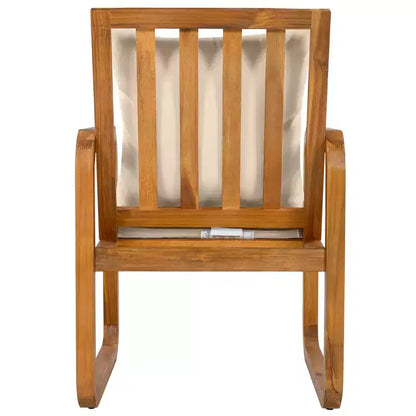 Ensemble de salle à manger de patio 7 pièces en acacia Polibi avec fauteuils à bras courbés
