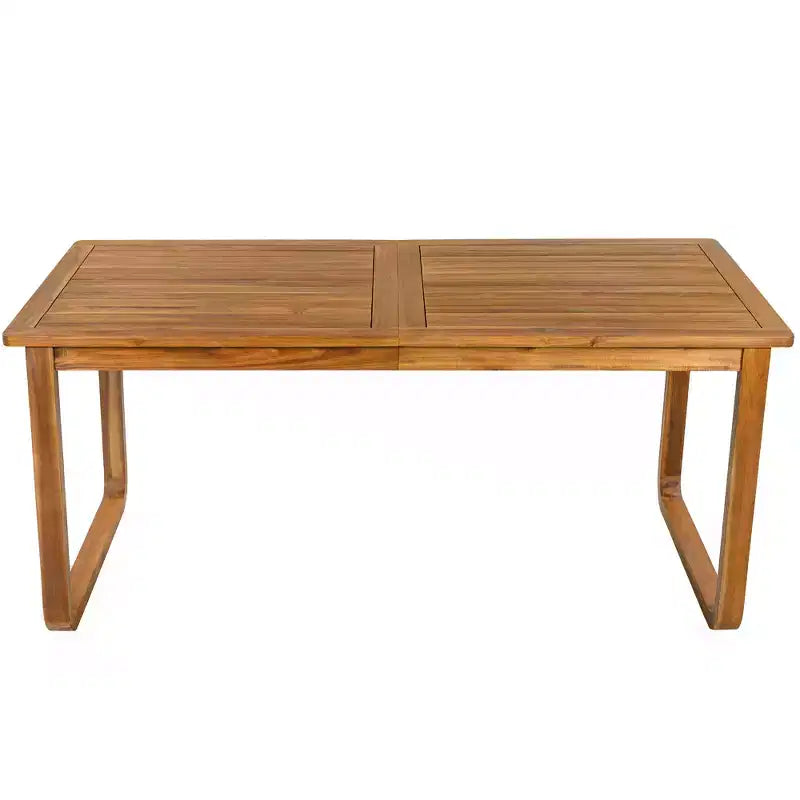Ensemble de salle à manger de patio 7 pièces en acacia Polibi avec fauteuils à bras courbés