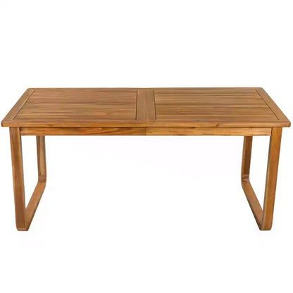 Ensemble de salle à manger de patio 7 pièces en acacia Polibi avec fauteuils à bras courbés