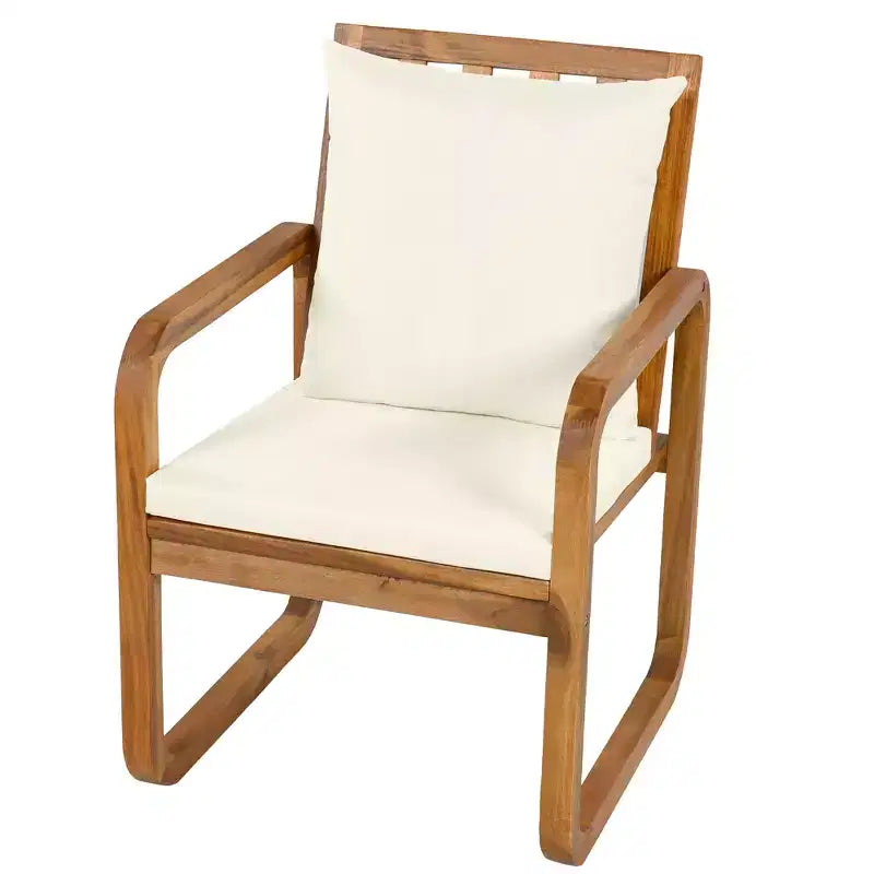 Ensemble de salle à manger de patio 7 pièces en acacia Polibi avec fauteuils à bras courbés
