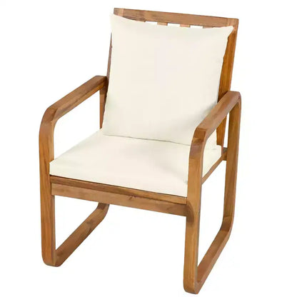 Ensemble de salle à manger de patio 7 pièces en acacia Polibi avec fauteuils à bras courbés
