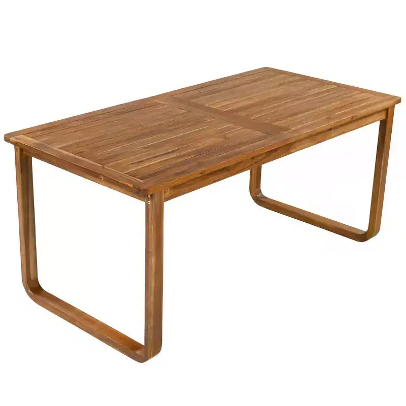Ensemble de salle à manger de patio 7 pièces en acacia Polibi avec fauteuils à bras courbés