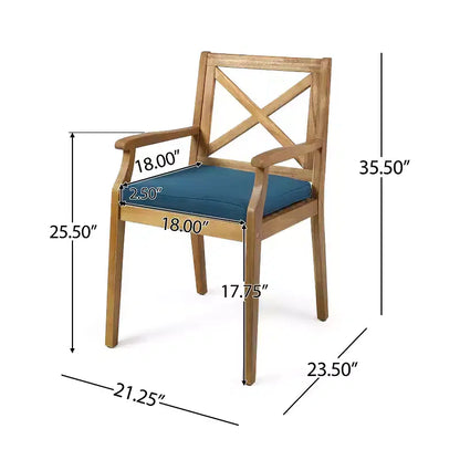 Christopher Knight Home Perla Ensemble de salle à manger d'extérieur rustique 7 pièces en bois d'acacia avec coussins