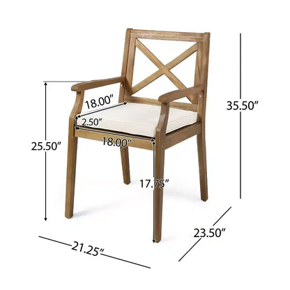 Christopher Knight Home Mille Rustic 7 Piece Patio Acacia Wood Dining Set with Cushions
