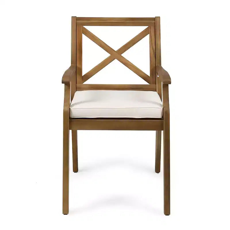 Christopher Knight Home Mille Rustic 7 Piece Patio Acacia Wood Dining Set with Cushions
