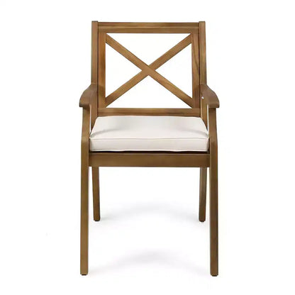 Christopher Knight Home Mille Rustic 7 Piece Patio Acacia Wood Dining Set with Cushions