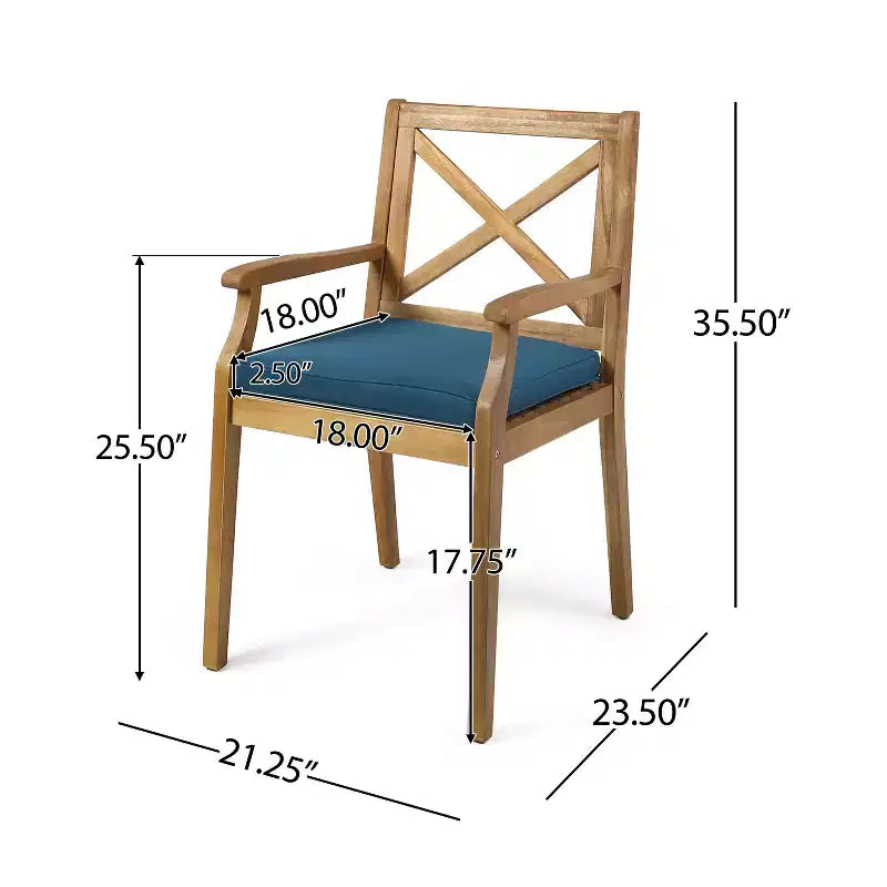 Christopher Knight Home Mille Rustic 7 Piece Patio Acacia Wood Dining Set with Cushions