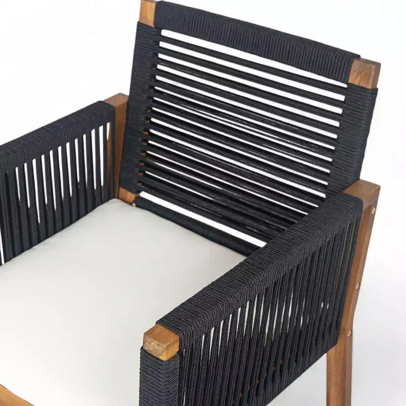 Christopher Knight Home Cristi Modern 7 Piece Patio Acacia Dining Set with Slatted Table, Iron Legs and Rope Design