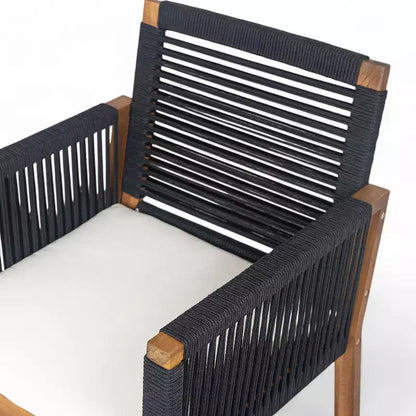 Christopher Knight Home Cristi Modern 7 Piece Patio Acacia Dining Set with Slatted Table, Iron Legs and Rope Design