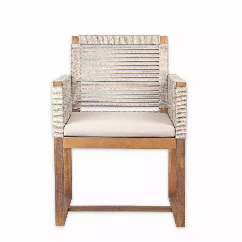 Christopher Knight Home Cristi Modern 7 Piece Patio Acacia Dining Set with Slatted Table, Iron Legs and Rope Design
