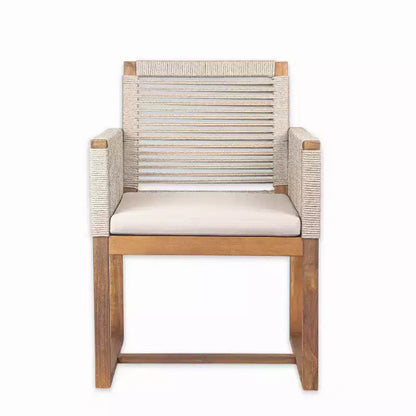 Christopher Knight Home Cristi Modern 7 Piece Patio Acacia Dining Set with Slatted Table, Iron Legs and Rope Design