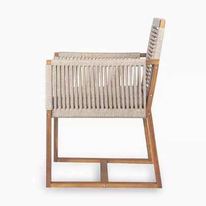 Christopher Knight Home Cristi Modern 7 Piece Patio Acacia Dining Set with Slatted Table, Iron Legs and Rope Design