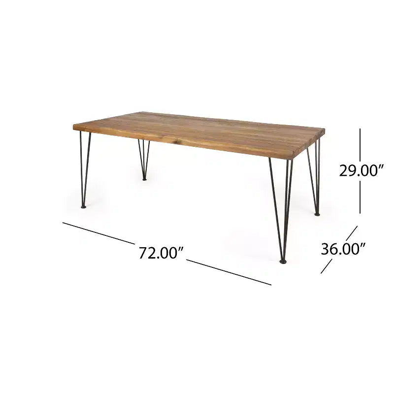 Christopher Knight Home Cristi Modern 7 Piece Patio Acacia Dining Set with Slatted Table, Iron Legs and Rope Design