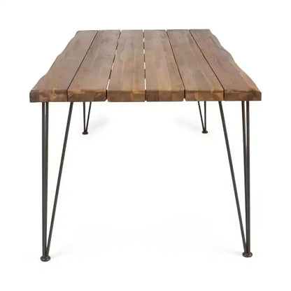Christopher Knight Home Cristi Modern 7 Piece Patio Acacia Dining Set with Slatted Table, Iron Legs and Rope Design