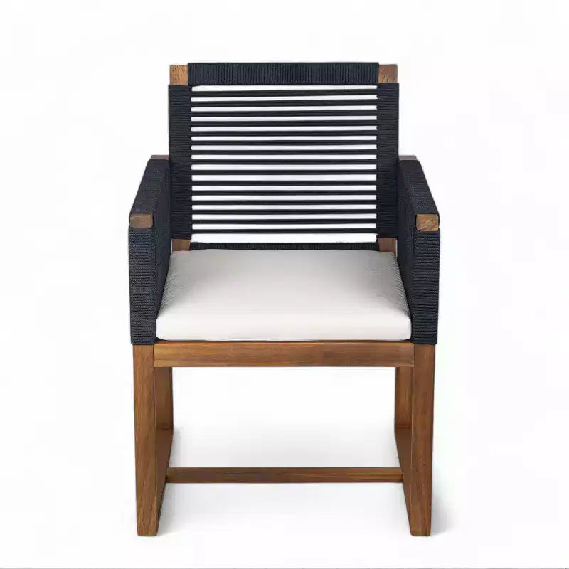 Christopher Knight Home Cristi Modern 7 Piece Patio Acacia Dining Set with Slatted Table, Iron Legs and Rope Design