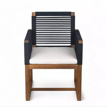 Christopher Knight Home Cristi Modern 7 Piece Patio Acacia Dining Set with Slatted Table, Iron Legs and Rope Design