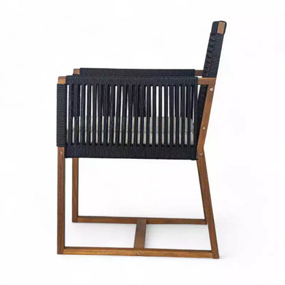 Christopher Knight Home Cristi Modern 7 Piece Patio Acacia Dining Set with Slatted Table, Iron Legs and Rope Design