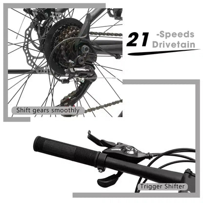 GDFStudio Trailcrest 26 Inch All-Terrain 21-Speed Front Suspension Mountain Bike