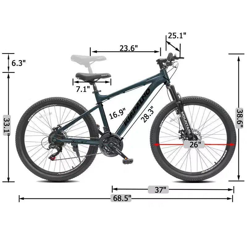 GDFStudio Trailcrest 26 Inch All-Terrain 21-Speed Front Suspension Mountain Bike
