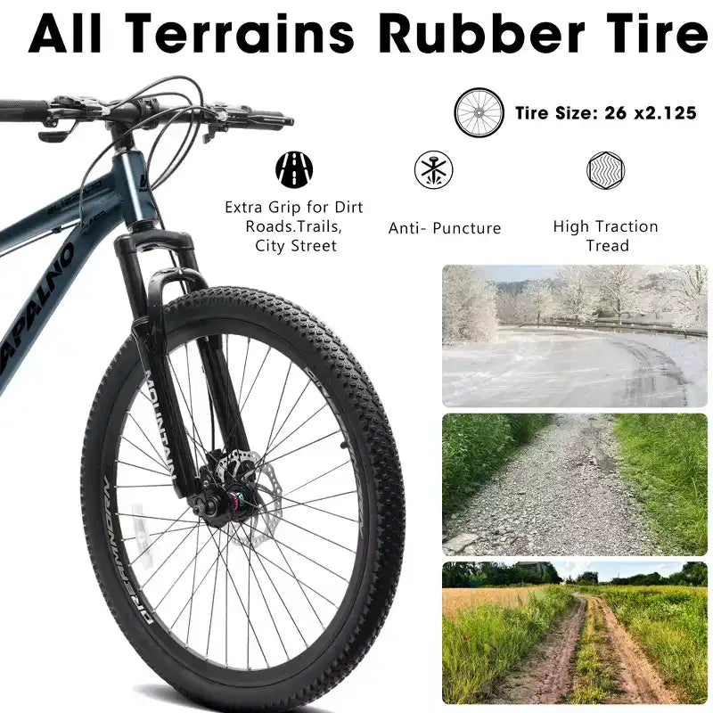 GDFStudio Trailcrest 26 Inch All-Terrain 21-Speed Front Suspension Mountain Bike