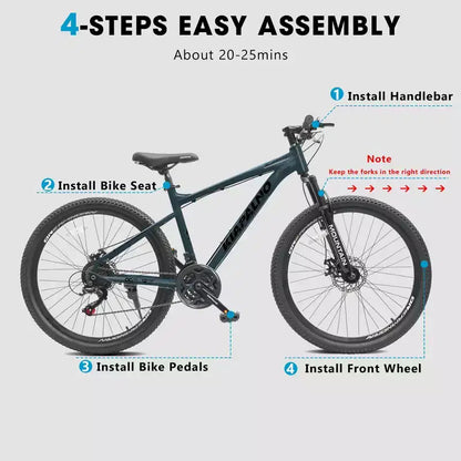 GDFStudio Trailcrest 26 Inch All-Terrain 21-Speed Front Suspension Mountain Bike