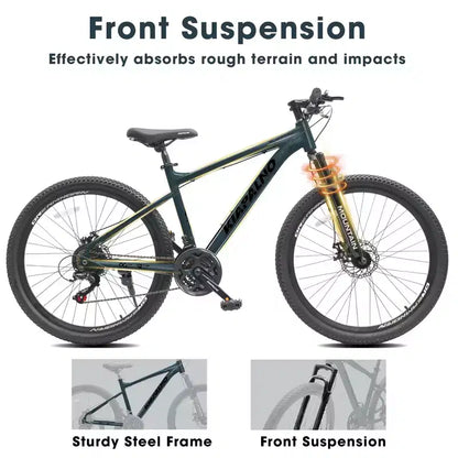 GDFStudio Trailcrest 26 Inch All-Terrain 21-Speed Front Suspension Mountain Bike