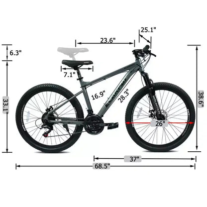 GDFStudio Trailcrest 26 Inch All-Terrain 21-Speed Front Suspension Mountain Bike