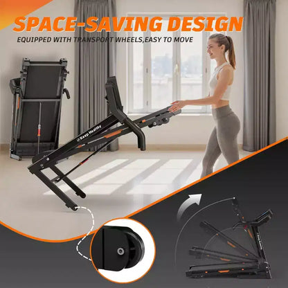 NAYSAYE Foldable Incline Treadmill, Walking Running Machine with Heart Rate Monitor & Cup Holder for Home Gym, Black, 50*26.4*46.5