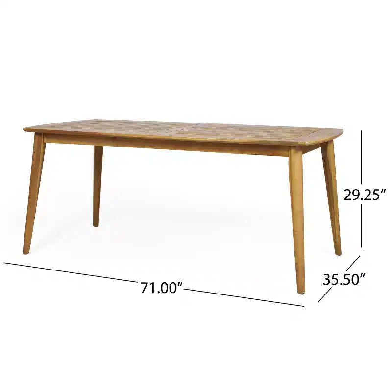 Christopher Knight Home Estrella — Ensemble de salle à manger moderne de 7 pièces pour patio en acacia avec table à lattes et coussins