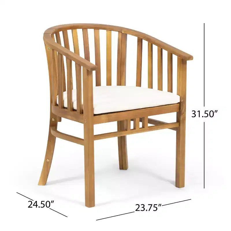 Christopher Knight Home Estrella — Ensemble de salle à manger moderne de 7 pièces pour patio en acacia avec table à lattes et coussins
